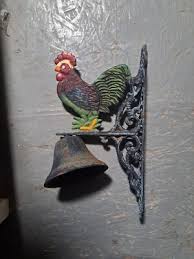 Vintage Cast Iron Wall Mount Hanging Bell Rooster Cast Iron ...
