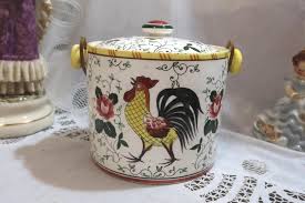 Vintage Ucagco Early Provincial Rooster & Roses Biscuit ...
