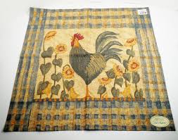 Park Designs Head of the Hen House Artist Carol Endres Napkins Set of 4 Hand Printed Cotton Plaid Farmhouse Rooster Baby Chicks Sunflowers - Etsy