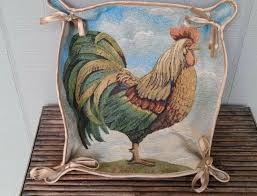 Vintage rooster tapestry pot holder trivet Rue Des Paris ...