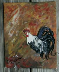 8" x 10" Acrylic Painting-Silver Duckwing Rooster-Teresa Whittington-2010 | eBay