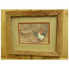 1980s Rustic Framed Wilma B. Vincent Chicken Prints. For Sale at Ruby Lane
