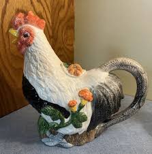 Rooster Teapot w/lid Colorful and cute, Ceramic, made in ...