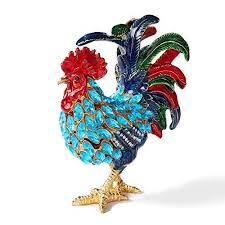 Rooster Trinket Boxes Hinged Enameled Jewelry Box Hand ...