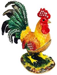 Jeweled Rooster Trinket Box