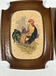 Rare Find VTG 1967 American Rooster Wall Art Set Of 3 Syroco Frame MCM USA | eBay