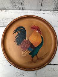 Vintage Handmade Large Wooden Rooster Tray, Handpainted Rooster Tray,wooden Rooster Tray,rooster Tray,farmhouse Rooster Tray, Farmhouse Tray - Etsy