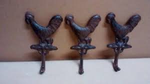 3 Cast Iron ROOSTER Towel Hanger Coat Hat Key Rack/HEN ...
