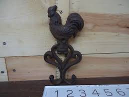 Rooster Cast Iron Wall Mounted Hook Hanger Distressed Look ...