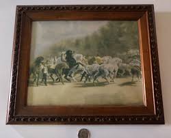 Antique Frame & colored Print “The Horse fair” | eBay