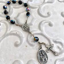 Vintage St. Anne Rosary - Black With Purple Ab Czech Glass Beads 1 Decade Rosary - Tenner - Repurposed Rosary - St Anne Basilica - Etsy