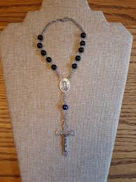 Auto Rosary With Saint Michael Centerpiece and Glass Black and Blue Beads - Etsy
