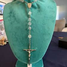 VTG Rosary Beads Cross Crucifix Aurora Borealis Beads Signed NR Italy | eBay