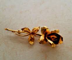 Vintage Pastelli Rose Brooch Pin Gold Tone | eBay