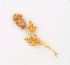 VINTAGE BEAUTIFUL 14K YELLOW ROSE GOLD ROSE FLOWER PIN ...