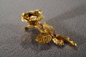 Vintage Art Deco Style Yellow Gold Tone Faux Pearl Floral ...