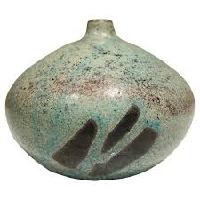 1970s Studio Pottery Speckled Green Weed Pot Bud Vase at ...