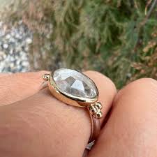 Clear Quartz with gold beads ring in 14k and sterling silver ...