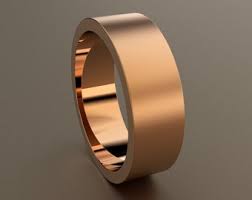 10kt Rose Gold 7mm Standard Weight Mens Brushed Flat ...
