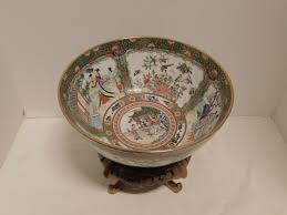 Sold at Auction: Rose Medallion Punch Bowl