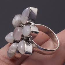 Rainbow Moonstone Gemstone Handmade Ring Gift for Him 925 Sterling Silver Plated Ring Jewelry Gift for Her Ring - Etsy