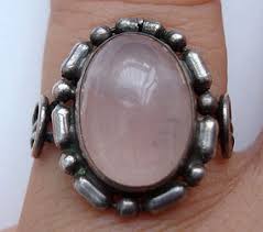 Vintage Silver Decorative Rose Quartz Ring (item #1122407)