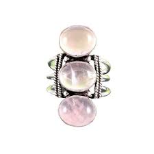 1.70ct Morrocan Rose Quartz Three Stone Ring Platinum over Silver Size 7 | eBay