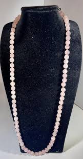 Grade A+ Rose Quartz Crystal Bead Necklace 8.5 mm, With 14 K ...