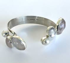 Lilly Barrack Sterling Silver Bracelet with Pink Quartz and Pearl | eBay