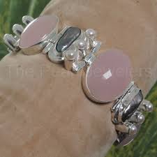 925 Sterling Silver Rose Quartz & Genuine Black Biwa Pearl Bracelet - TPJ | eBay
