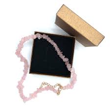 Rose Quartz Necklace Elegant Pink Gemstone Choker Rose ...