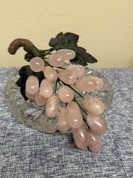 Vintage 1950's Pink Grape Cluster Polished Rose Quartz With Carved Jade Leaves | eBay