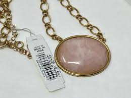 NWT 1928 Brand 14K Yellow Gold Dipped Pink Rose Quartz 16-19 ...