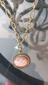 Vintage Monet Gold Tone Chain Neclace with Pink Glass ...