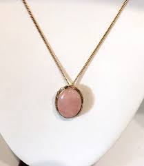 Vintage 14k Gold Filled Pink Quartz Oval Pendant Brooch Pin ...