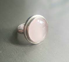 Sterling Silver Rose Quartz Round Cabochon Ring Size 6.5 | eBay Australia
