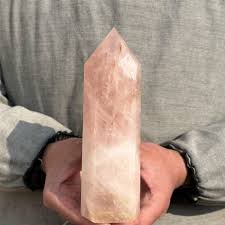 TOP 1.65LB Natural clear quartz Obelisk pink Crystal Point ...