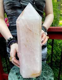Large Rose Quartz Crystal Generator: 15-inch Pink Aphrodite ...