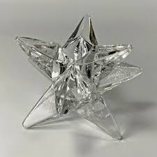 Star Candlestick Holder Clear Glass 9 Point Holiday Vintage ...
