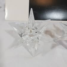 Pair Rosenthal Kosta Stern Atomic Crystal Star Taper Candle ...