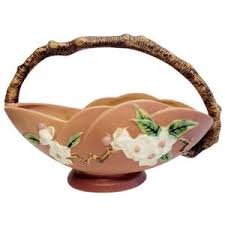Roseville Pottery Apple Blossom 310-10" Pink Basket Twig Handle - Etsy
