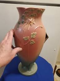 SALE! WAS 575VTG 1941 14.75IN TALL ROSEVILLE MAUVE/GREEN ...