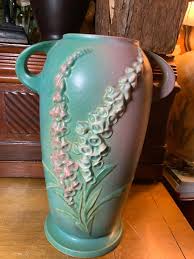 Vintage Roseville Pottery Vase #52-12: Embossed Foxglove ...