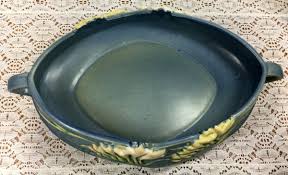 Vintage Roseville Pottery Blue Freesia Oval Bowl 1940's | eBay