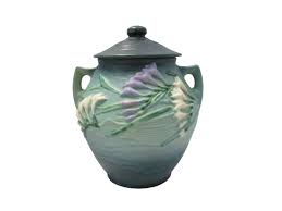 Roseville Freesia Green 8" Cookie Jar - Valley 65 Antiques