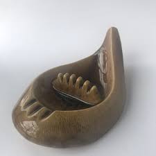 Vtg Mid Century Modern Red Wing Pottery USA Freeform Ashtray 774 Brown Green | eBay