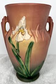 Roseville Pottery Iris Vase, Shape 921-8, Coral (Pink) | eBay