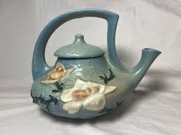 Beautiful Blue Vintage ROSEVILLE #4 Magnolia Teapot | eBay