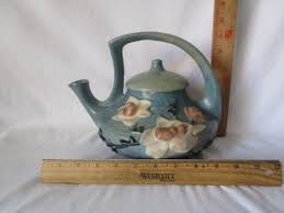 Unusual Roseville Magnolia Green 1943 Mid Century Teapot ...