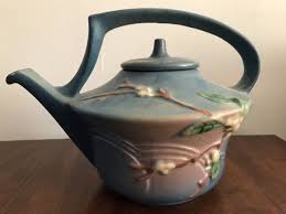 Vintage Antique Roseville Blue Snowberry Tea Set teapot ...